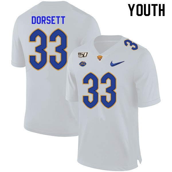 2019 Youth #33 Tony Dorsett Pitt Panthers College Football Jerseys Sale-White